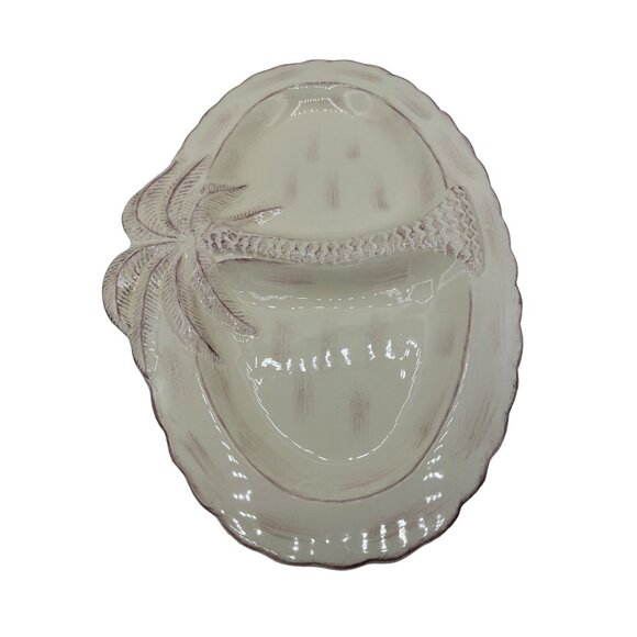 Palm Tree Stoneware Divided Platter Dish by Pacific 15" box 3D - Picture 4 of 13